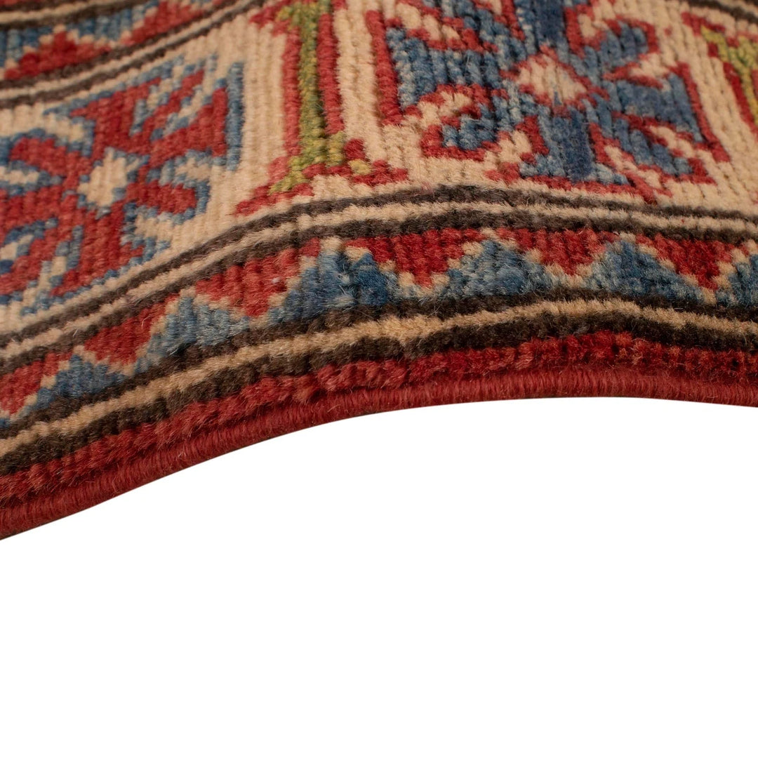 Red Afghan Kazak Rug 3' 10" x 5' 11" Hand-Knotted | No. AL19442