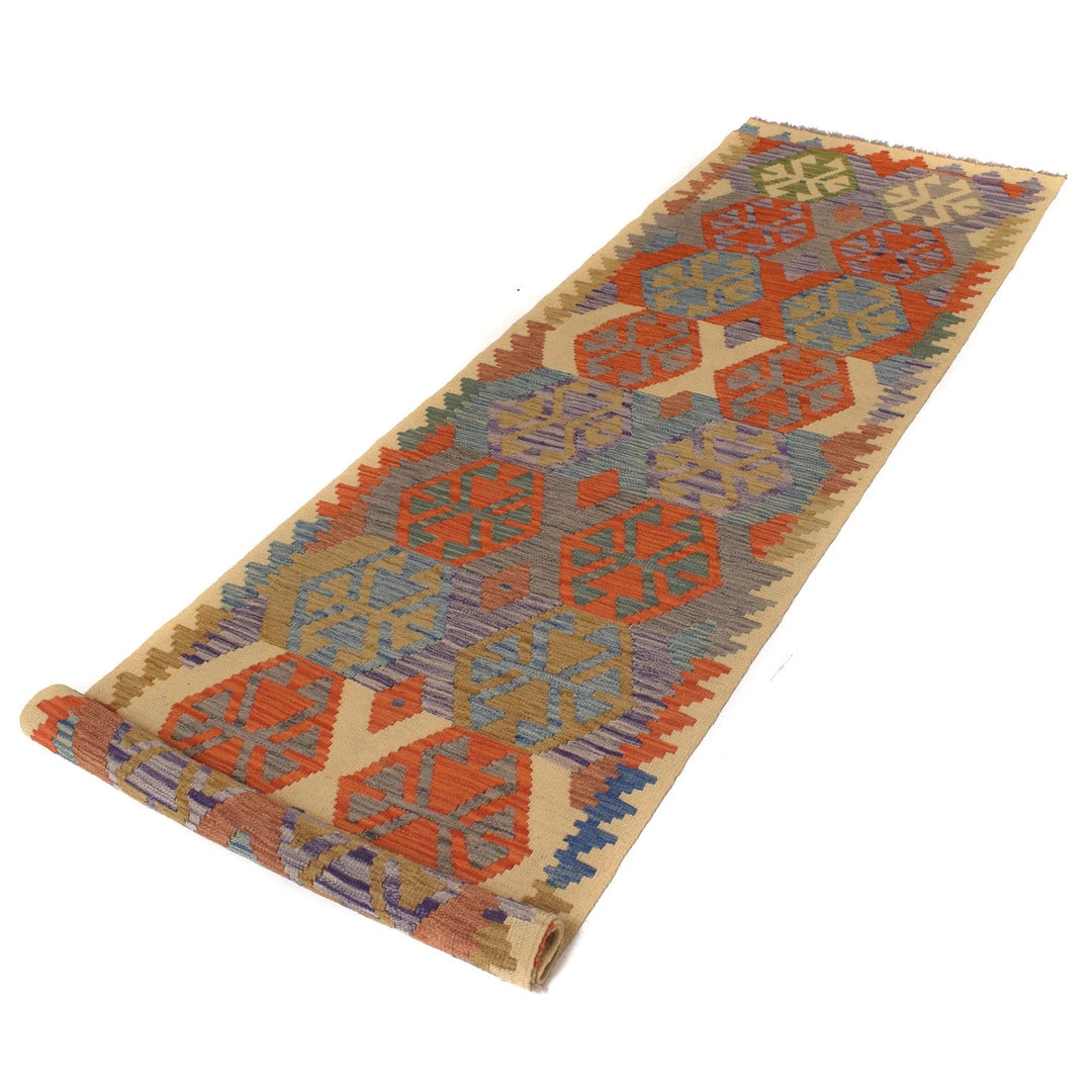 Afghan Kilim Runner 2' 8" x 9' 9" Flat-Weave | No. AL19446