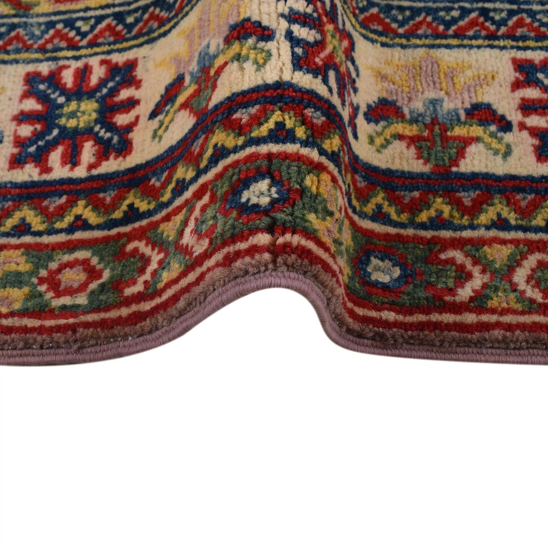 Dusty Rose Afghan Kazak Rug 4' 0" x 5' 11" Hand-Knotted | No. AL19479