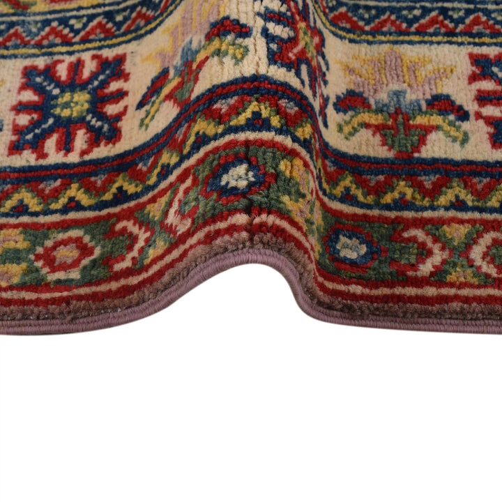 Dusty Rose Afghan Kazak Rug 4' 0" x 5' 11" Hand-Knotted | No. AL19479