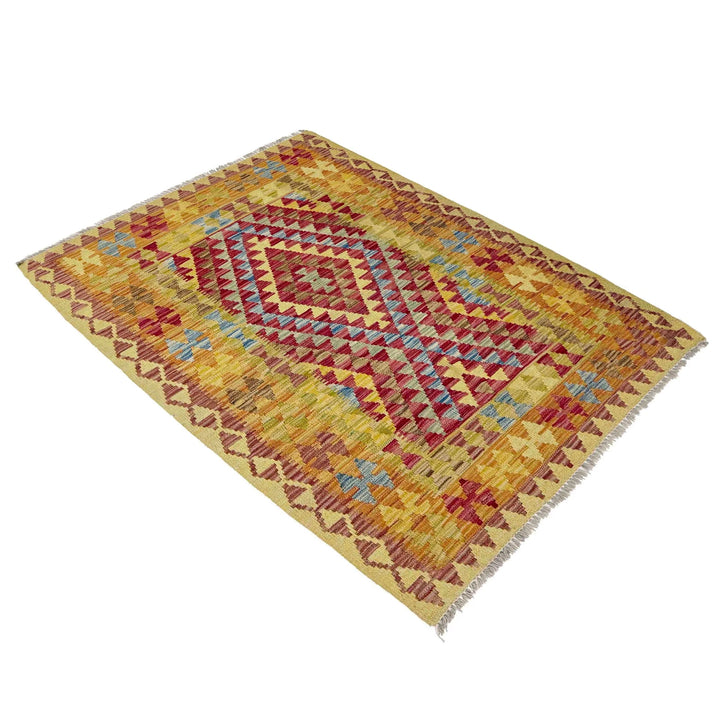 Afghan Vegetable Kilim Rug 3' 6" x 5' 1" Flat-Weave | No. AL195124