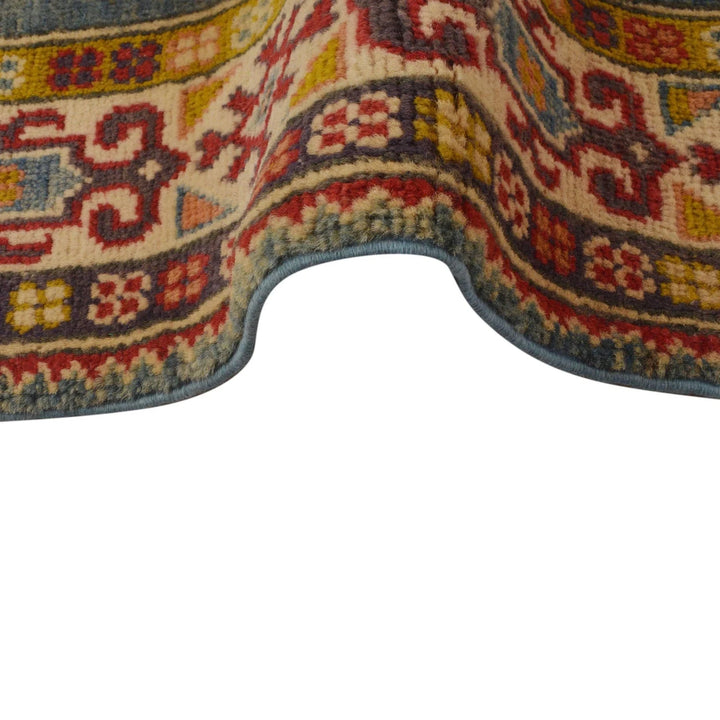 Blue Afghan Kazak Rug 3' 3" x 5' 5" Hand-Knotted | No. AL19512