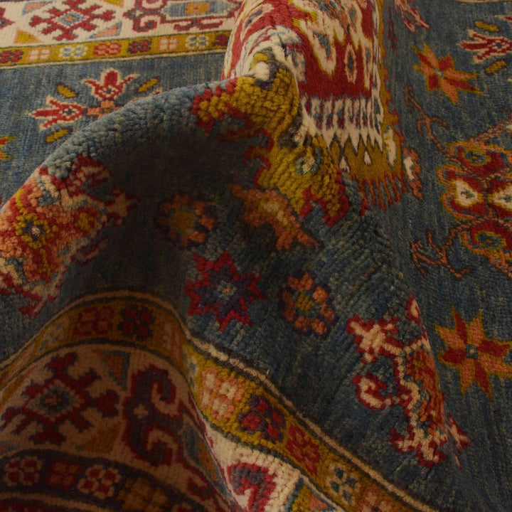 Blue Afghan Kazak Rug 3' 3" x 5' 5" Hand-Knotted | No. AL19512