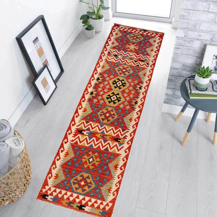 Afghan Vegetable Kilim Rug 2' 9" x 10' 0" Flat-Weave | No. AL19536