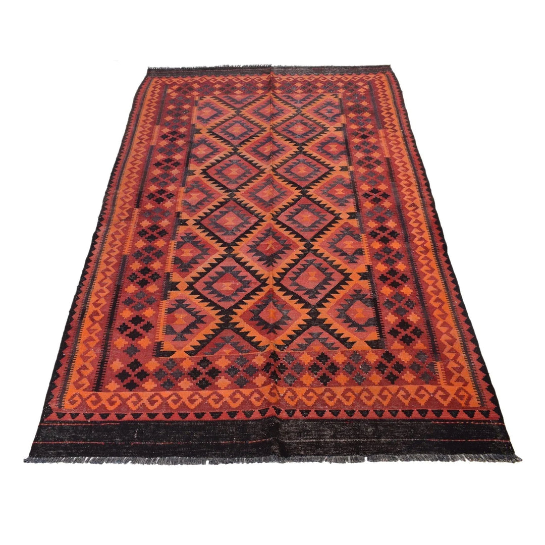 Afghan Kilim Rug 4' 8" x 8' 1" Flat-Weave | No. AL19547