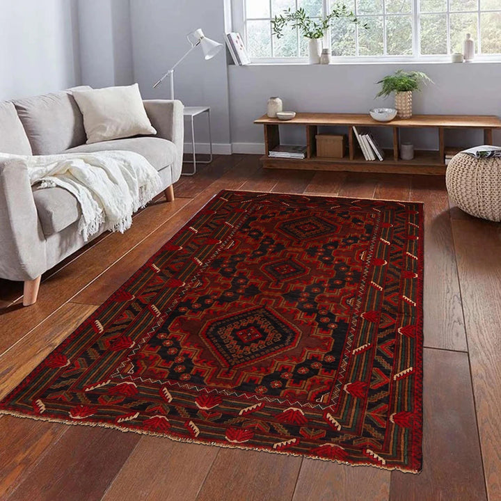 Afghan Baluchi Rug 3' 10" x 5' 8" Hand-Knotted | No. AL19616
