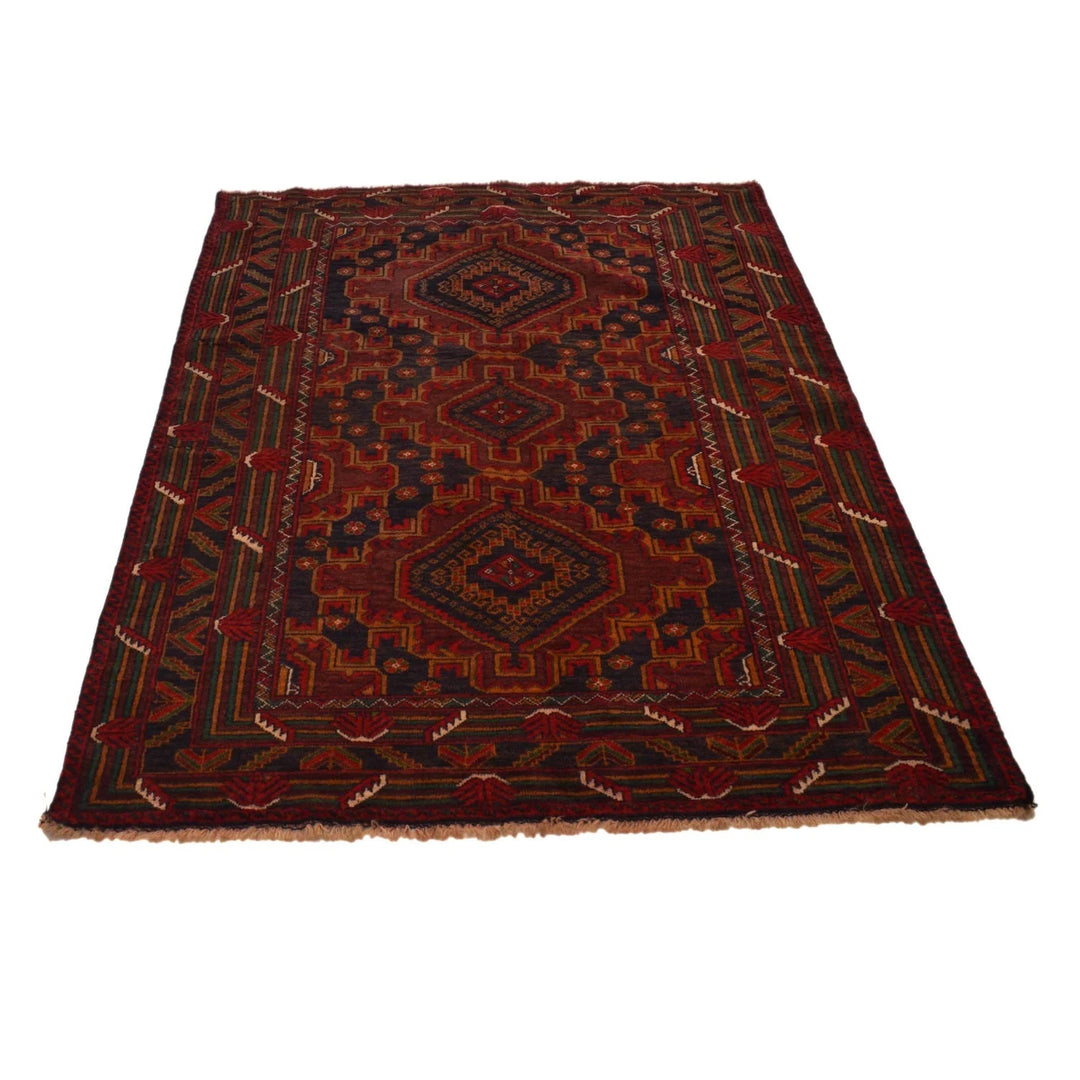 Afghan Baluchi Rug 3' 10" x 5' 8" Hand-Knotted | No. AL19616