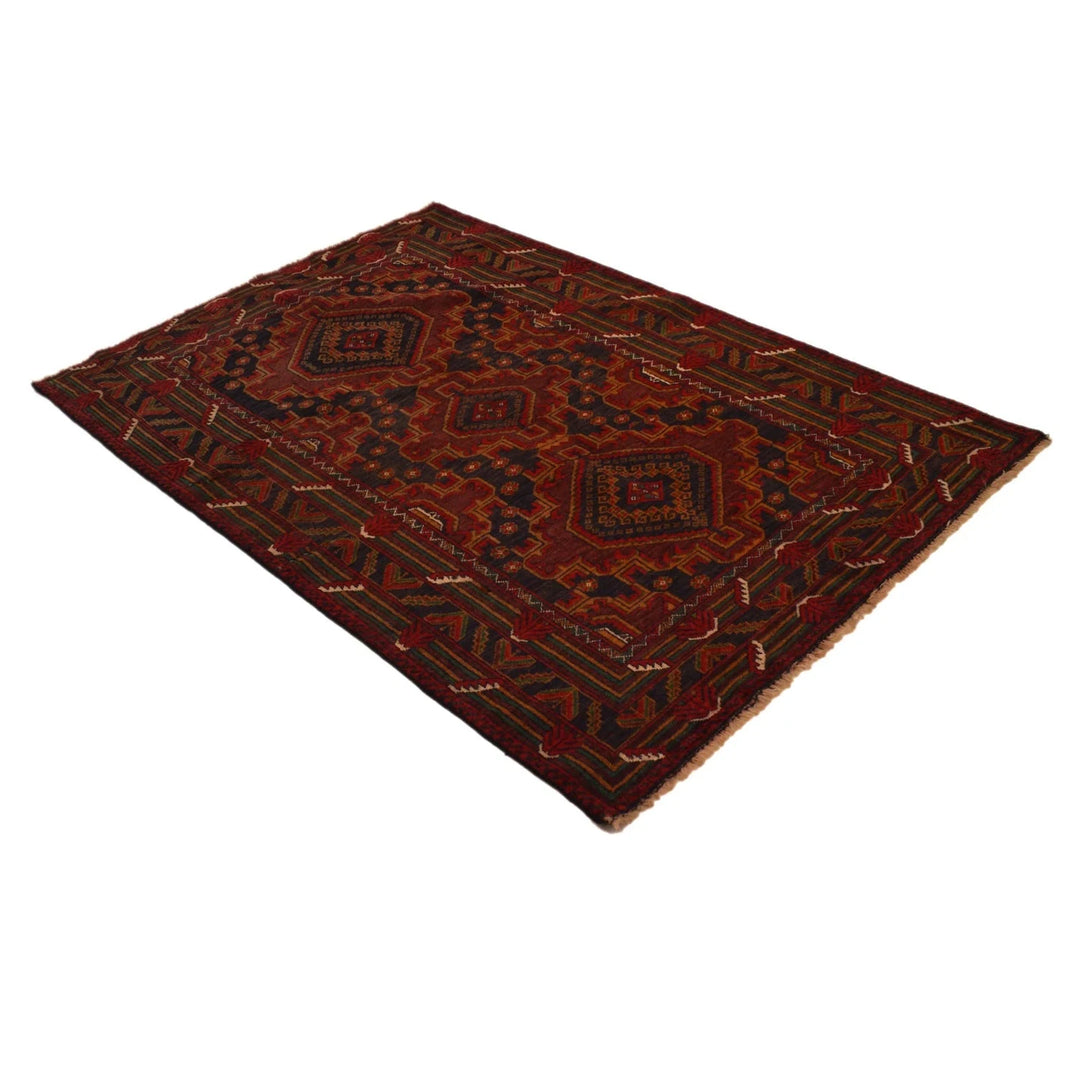 Afghan Baluchi Rug 3' 10" x 5' 8" Hand-Knotted | No. AL19616