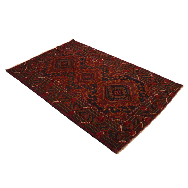 Afghan Baluchi Rug 3' 10" x 5' 8" Hand-Knotted | No. AL19616