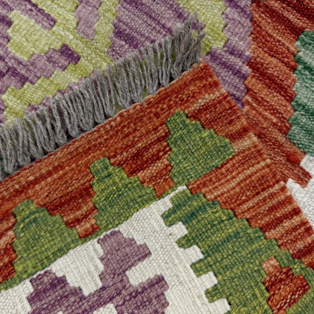 Afghan Vegetable Kilim Rug 6' 8" x 9' 10" Flat-Weave | No. AL19653