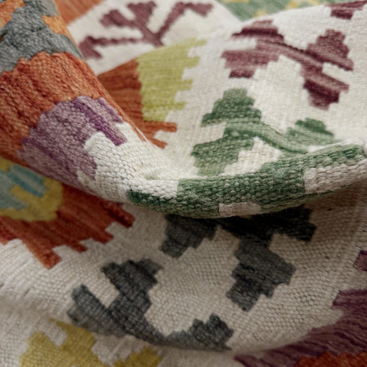 Afghan Vegetable Kilim Rug 6' 8" x 9' 10" Flat-Weave | No. AL19653