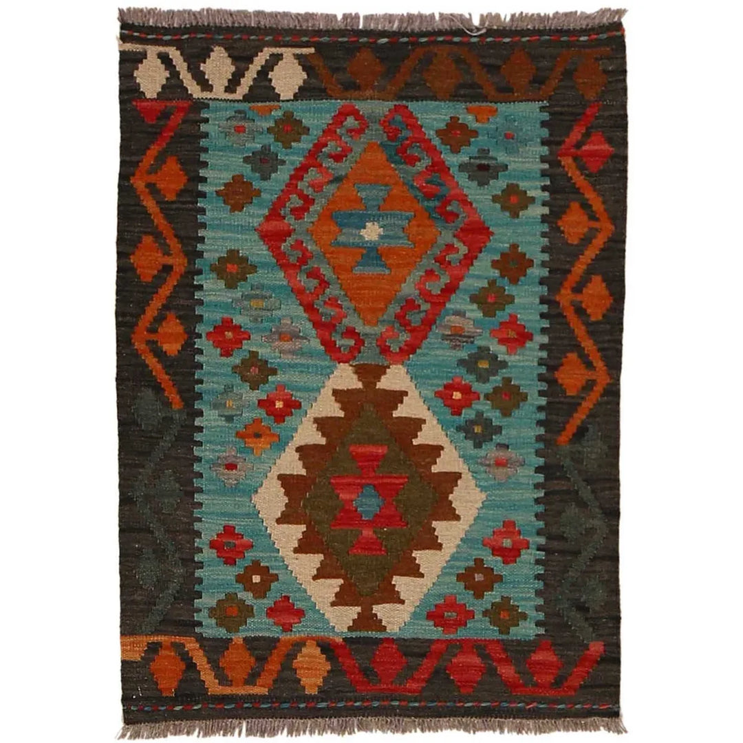 Afghan Kilim Rug 2' 1" x 2' 10" Flat-Weave | No. AL19661