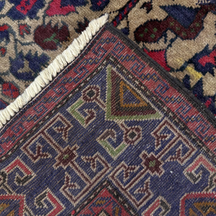 Afghan Baluchi Rug 3' 7" x 4' 8" Hand-Knotted | No. AL19718
