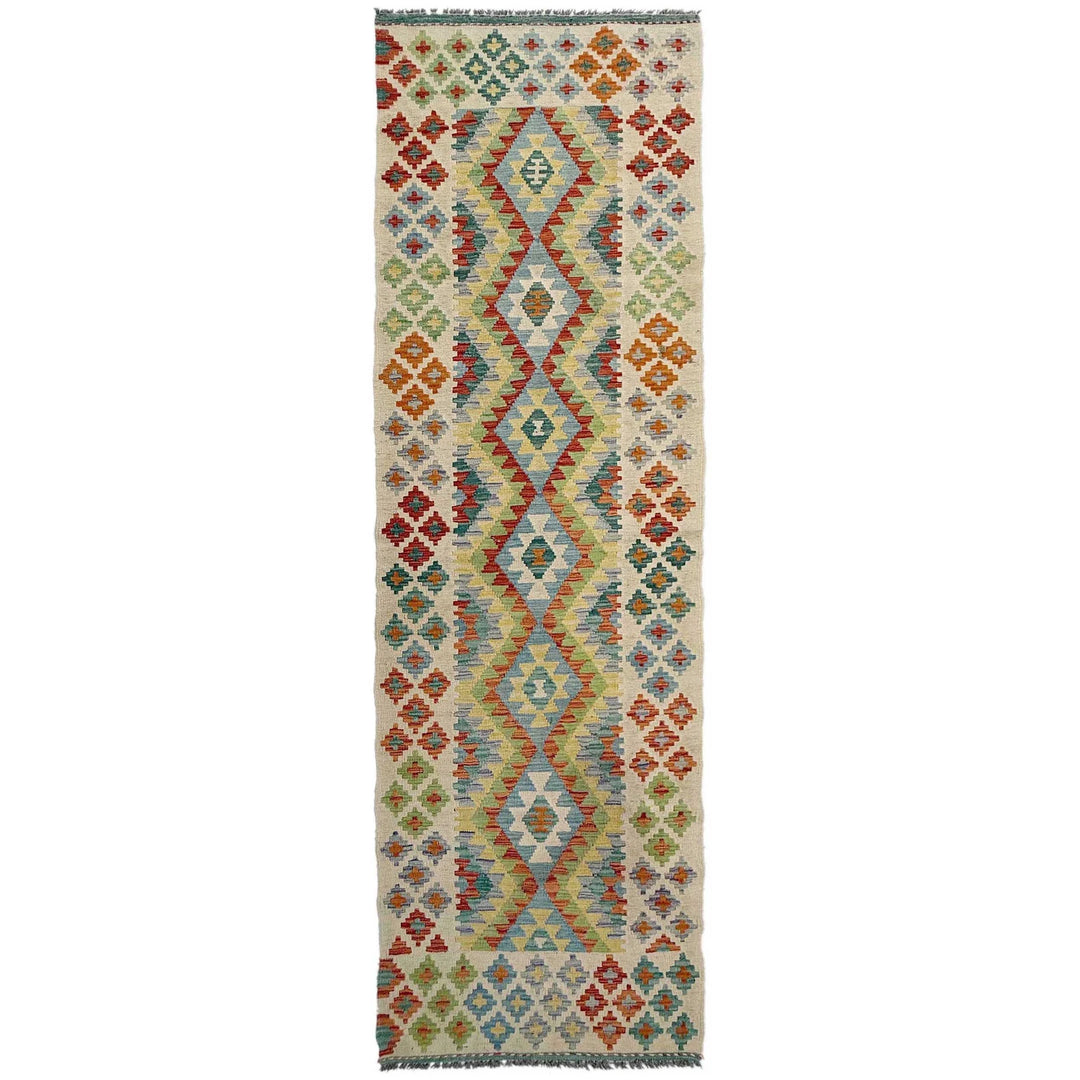 Afghan Vegetable Kilim Rug 2' 7" x 10' 1" Flat-Weave | No. AL197490