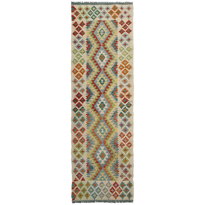 Afghan Vegetable Kilim Rug 2' 7" x 10' 1" Flat-Weave | No. AL197490