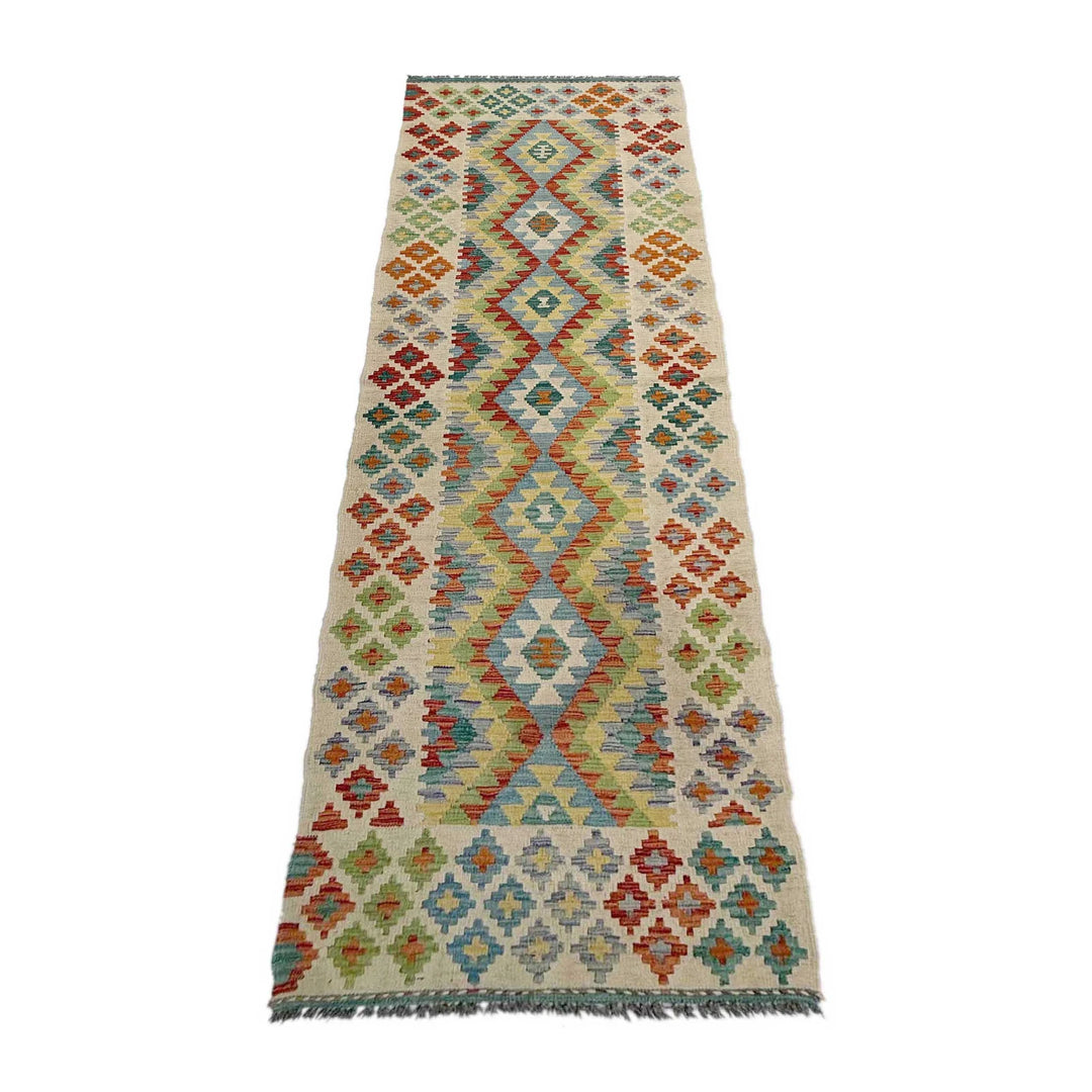 Afghan Vegetable Kilim Rug 2' 7" x 10' 1" Flat-Weave | No. AL197490