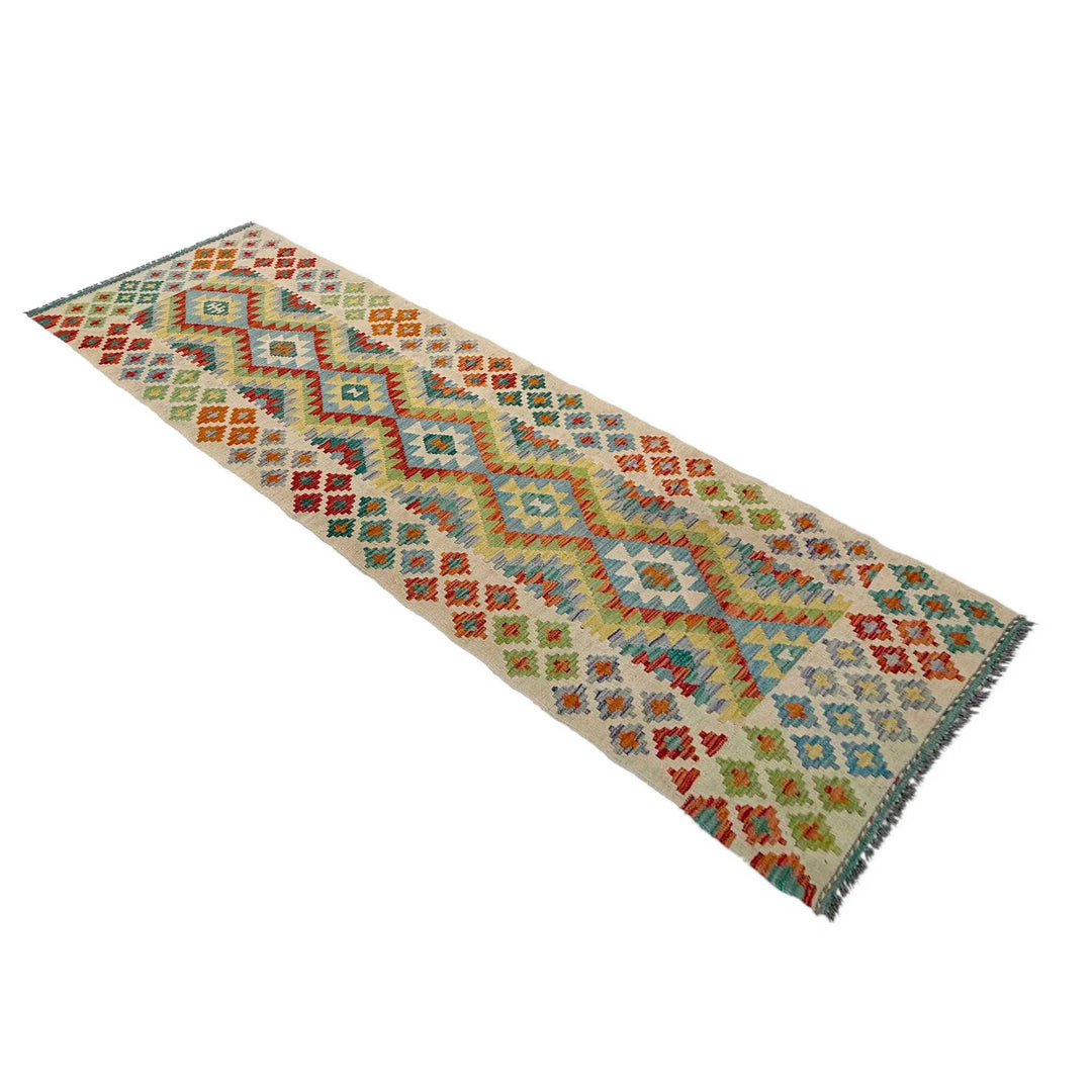 Afghan Vegetable Kilim Rug 2' 7" x 10' 1" Flat-Weave | No. AL197490