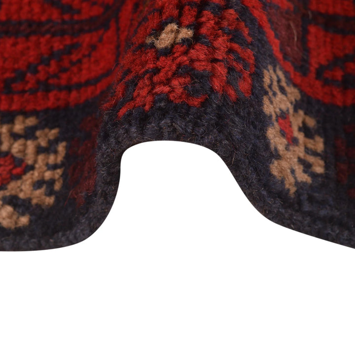 Red Afghan Baluchi Rug 3' 0" x 4' 4" Hand-Knotted | No. AL19775