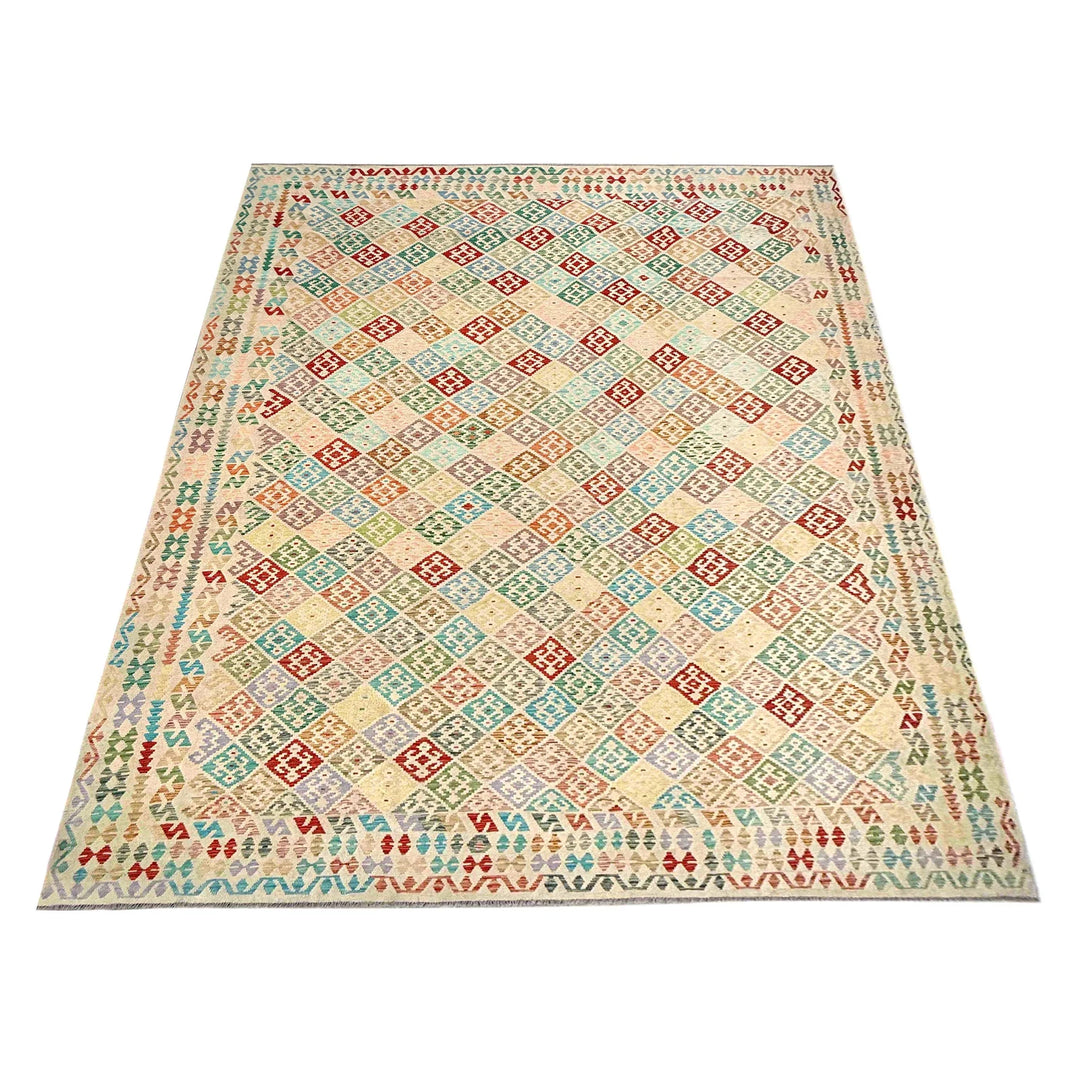 Afghan Vegetable Kilim Rug 13' 11" x 19' 8" Flat-Weave | No. AL197919