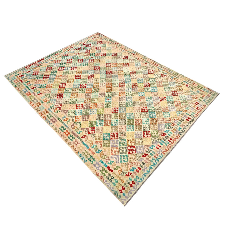 Afghan Vegetable Kilim Rug 13' 11" x 19' 8" Flat-Weave | No. AL197919