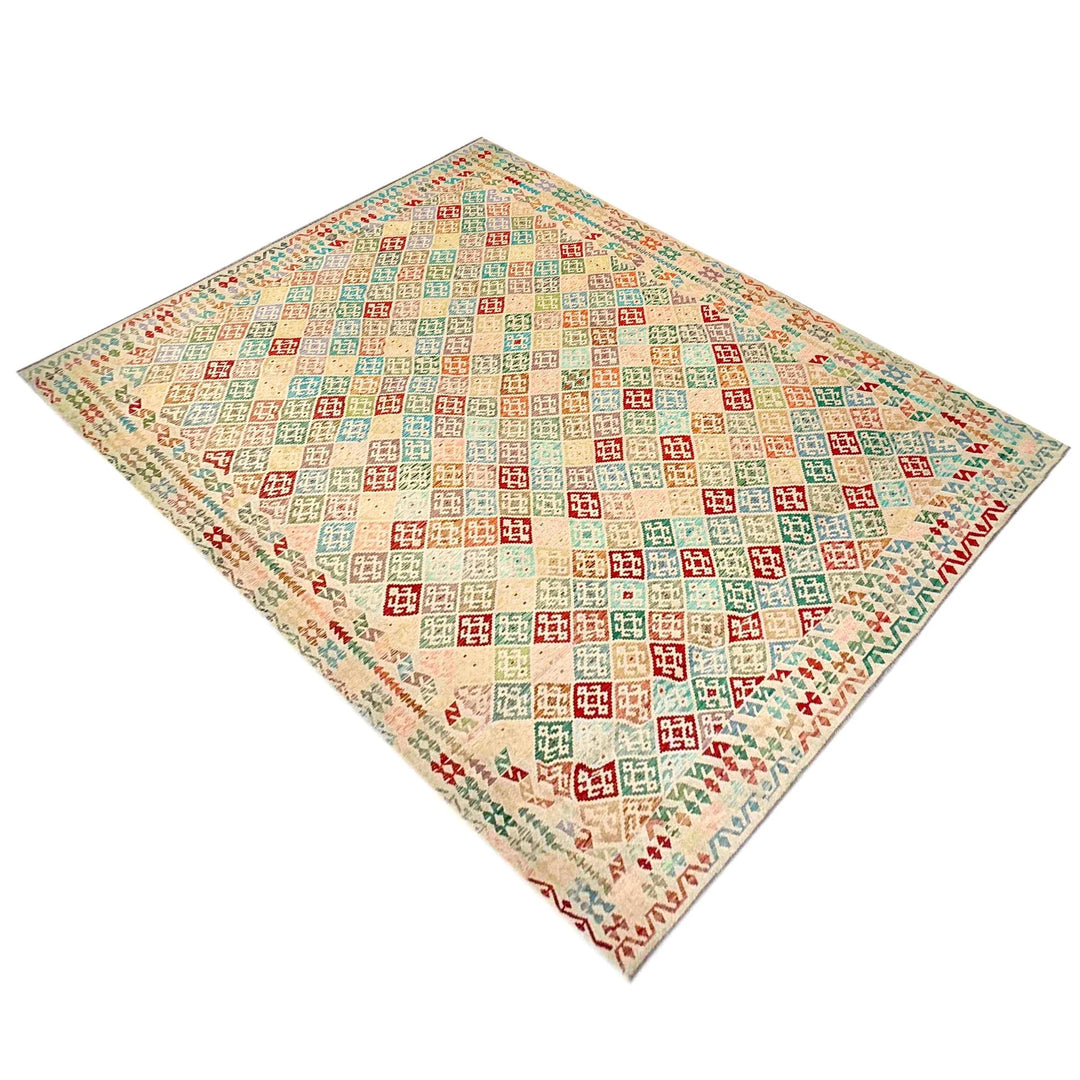 Afghan Vegetable Kilim Rug 13' 11" x 19' 8" Flat-Weave | No. AL197919
