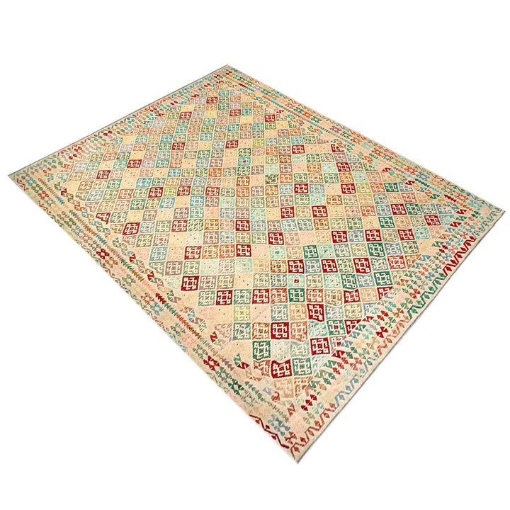Afghan Vegetable Kilim Rug 13' 11" x 19' 8" Flat-Weave | No. AL197919
