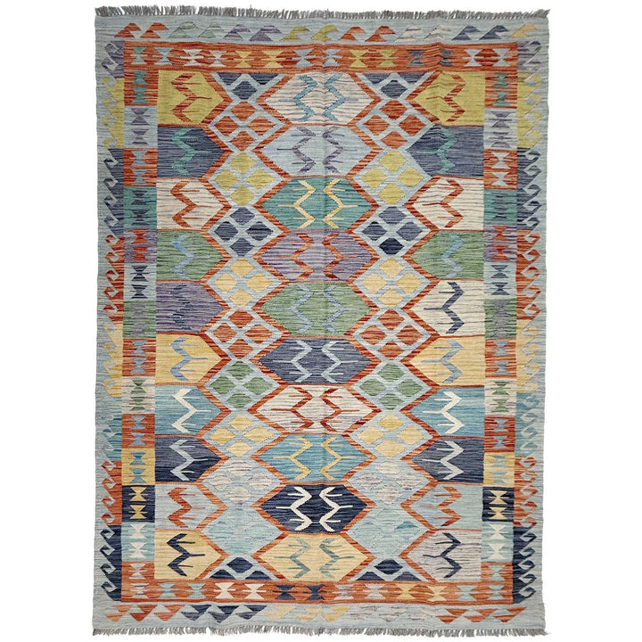Afghan Kilim Rug 5' 11" x 8' 2" Flat-Weave | No. AL19814