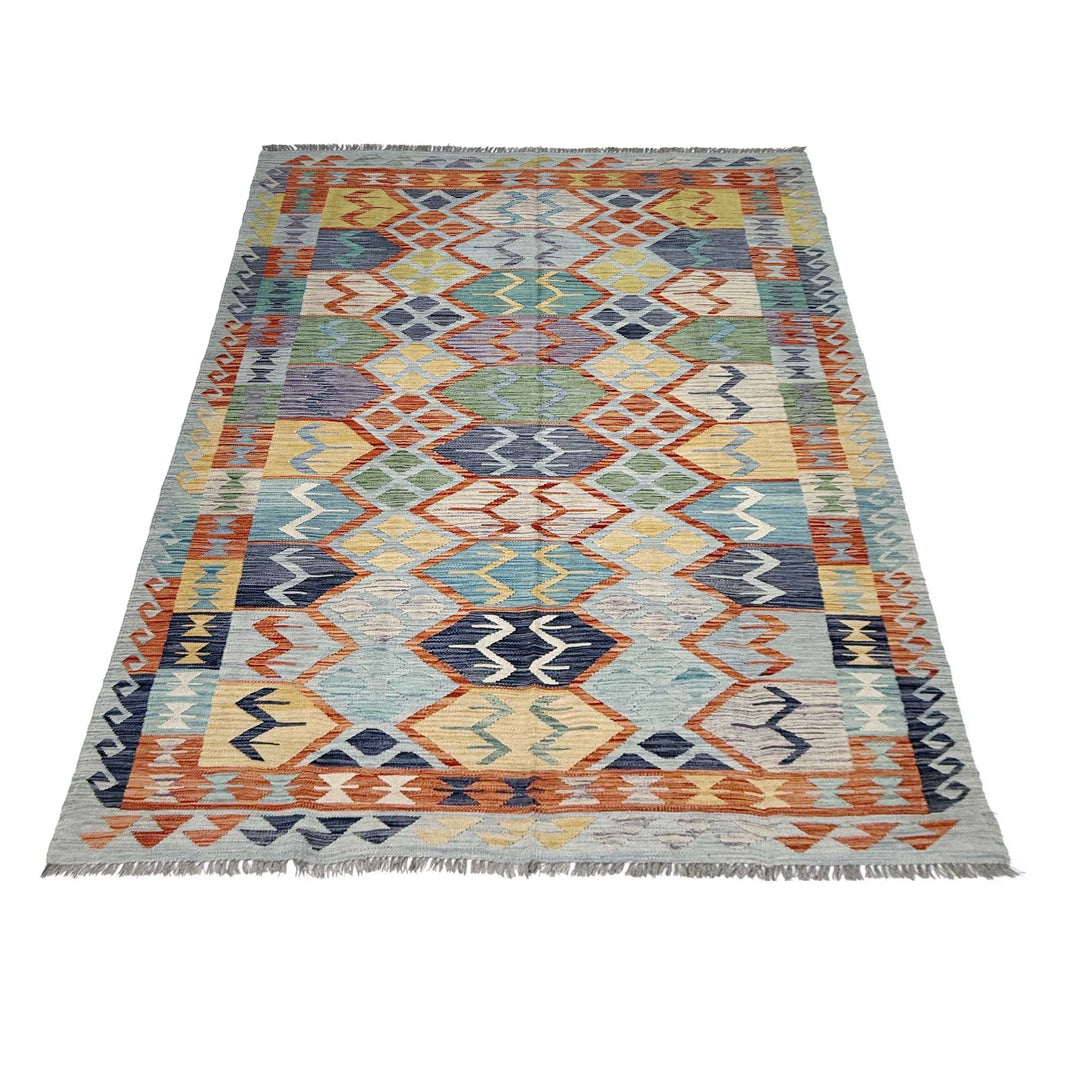 Afghan Kilim Rug 5' 11" x 8' 2" Flat-Weave | No. AL19814