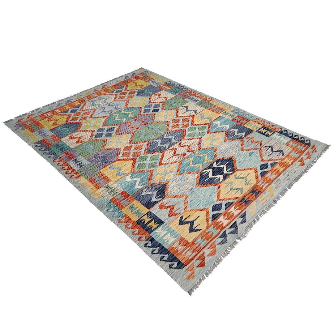Afghan Kilim Rug 5' 11" x 8' 2" Flat-Weave | No. AL19814