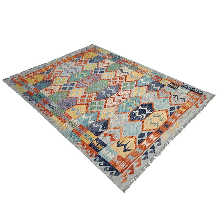 Afghan Kilim Rug 5' 11" x 8' 2" Flat-Weave | No. AL19814
