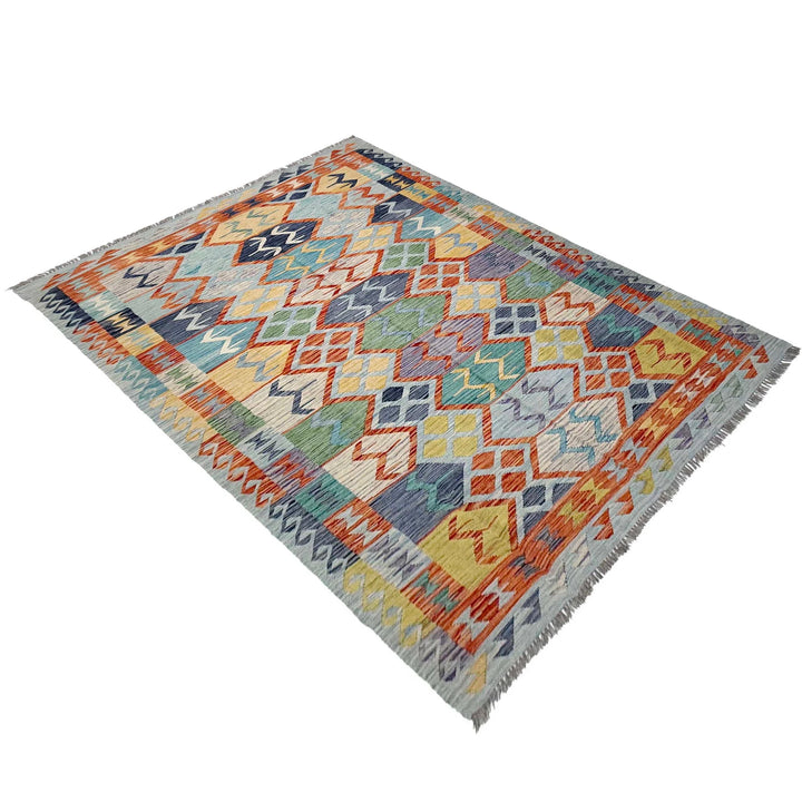 Afghan Kilim Rug 5' 11" x 8' 2" Flat-Weave | No. AL19814