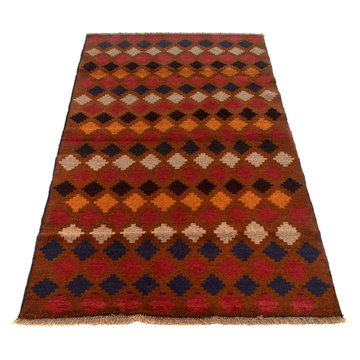 Brown Afghan Baluchi Rug 3' 9" x 6' 0" Hand-Knotted | No. AL19822