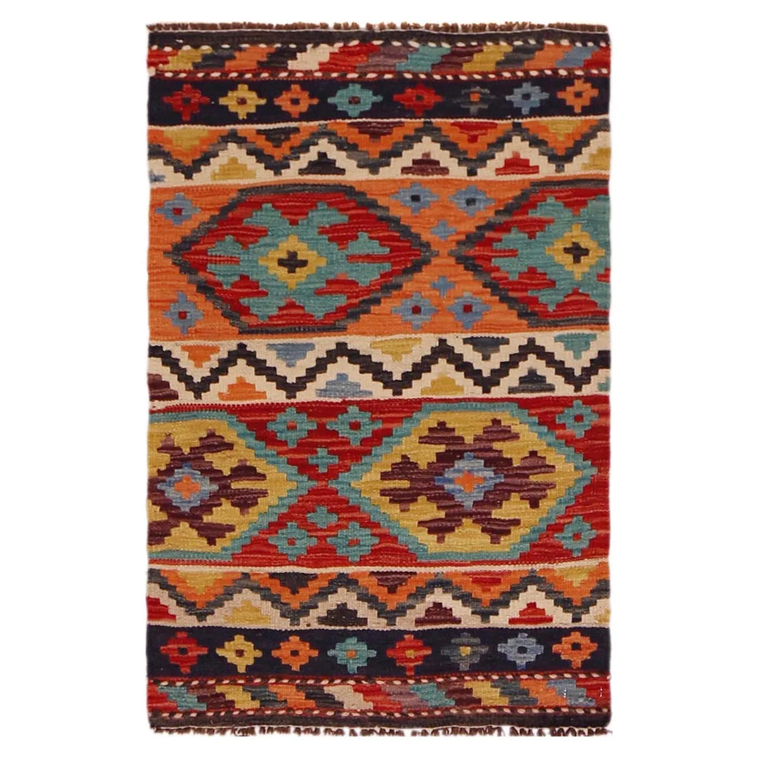 Afghan Kilim Rug 2' 0" x 3' 0" Flat-Weave | No. AL19926