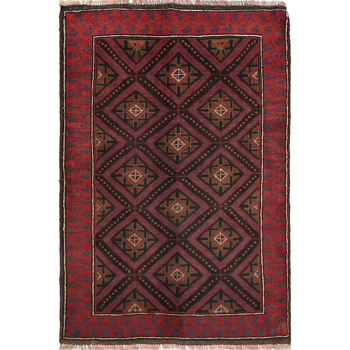 Afghan Baluchi Rug 2' 11" x 4' 5" Hand-Knotted | No. AL19927