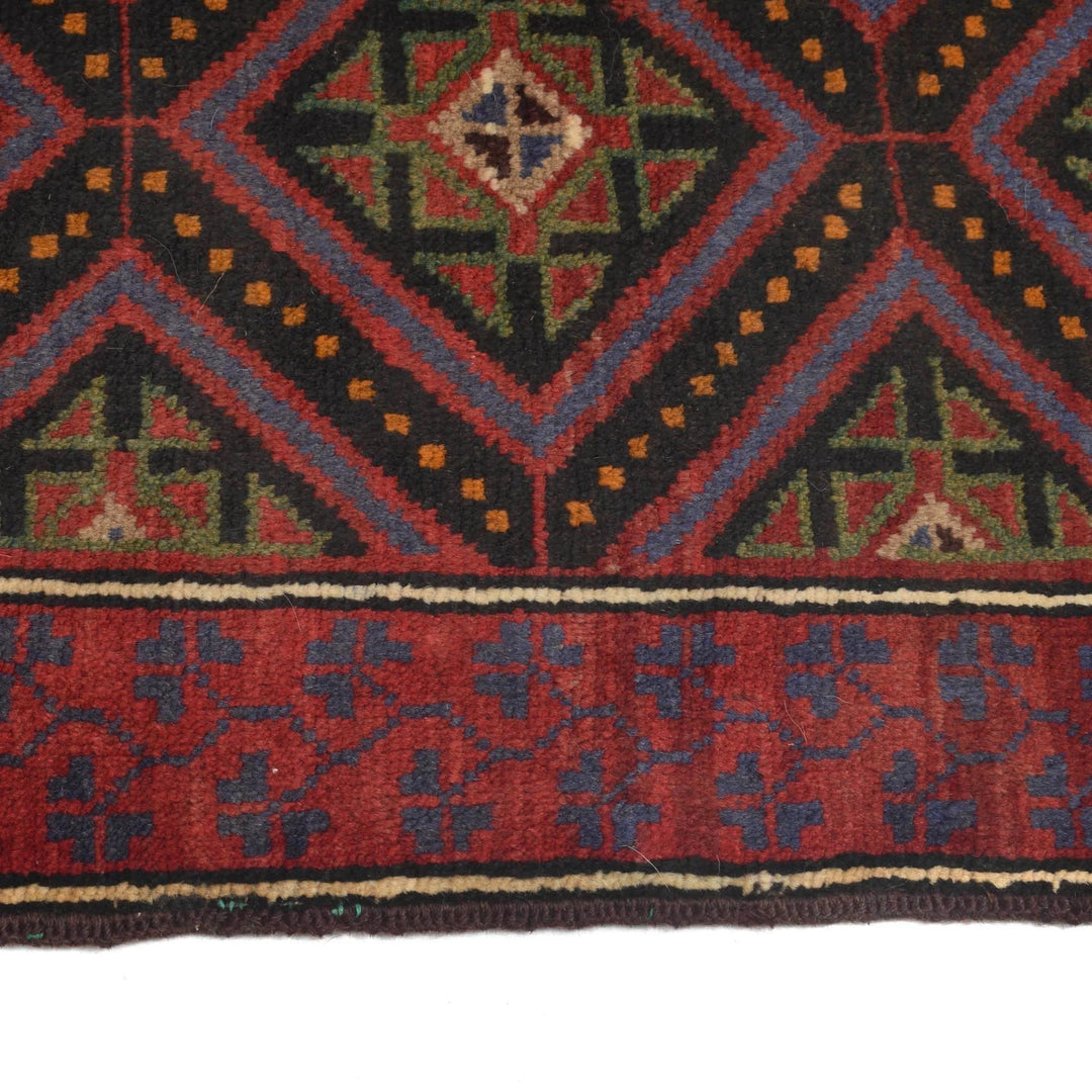 Afghan Baluchi Rug 2' 11" x 4' 5" Hand-Knotted | No. AL19927