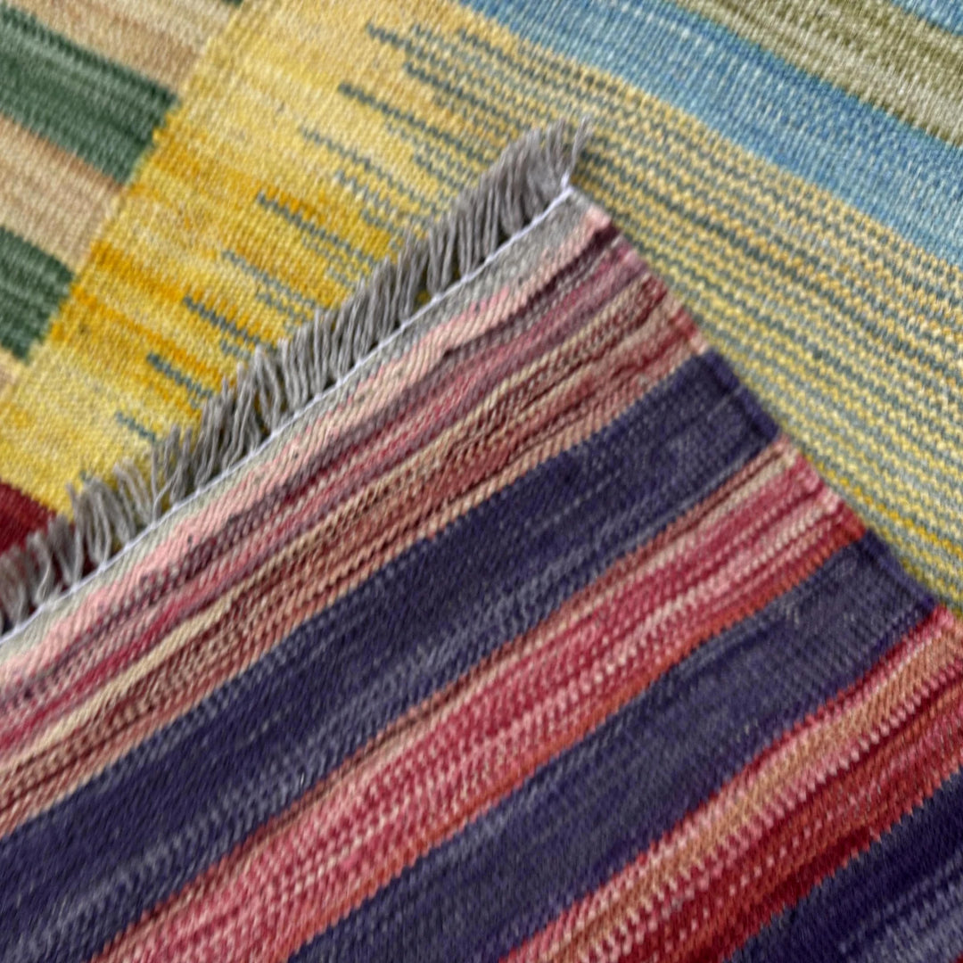 Afghan Vegetable Kilim Rug 4' 9" x 6' 6" Flat-Weave | No. AL200001