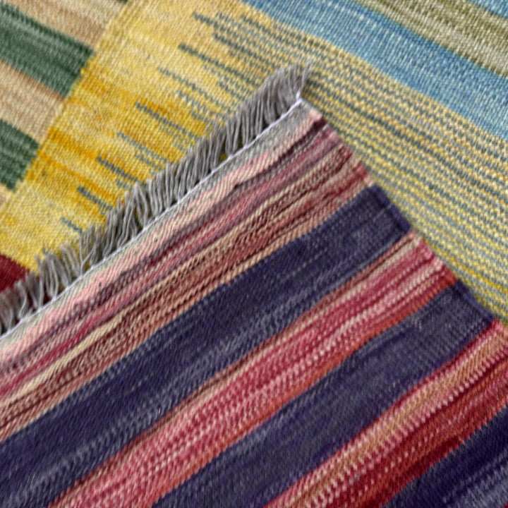 Afghan Vegetable Kilim Rug 4' 9" x 6' 6" Flat-Weave | No. AL200001