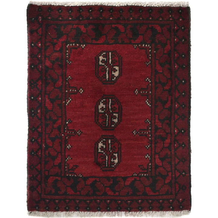 Red Afghan Oriental Doormat 1' 10" x 2' 3" Hand-Knotted | No. AL20001