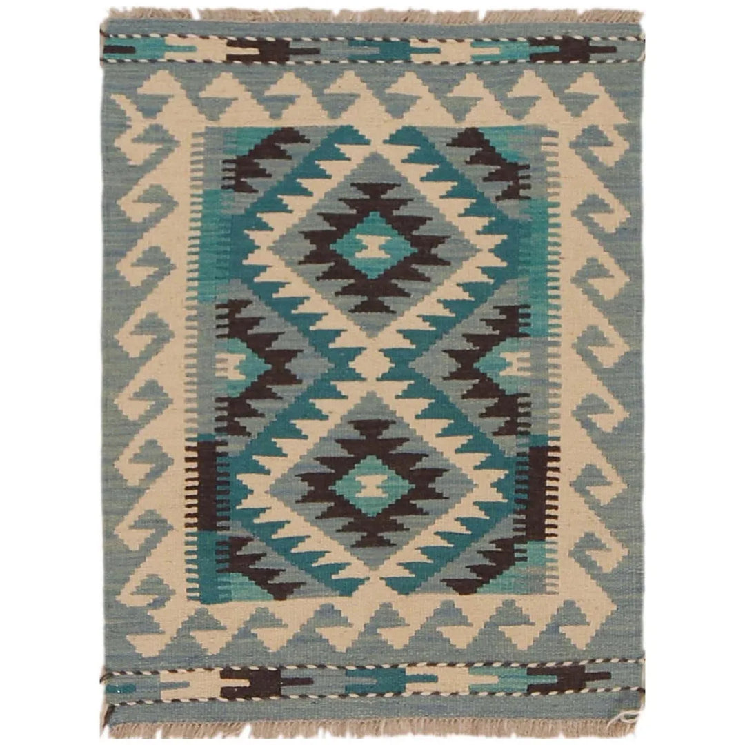 Afghan Vegetable Kilim Rug 2' 0" x 2' 10" Flat-Weave | No. AL20051
