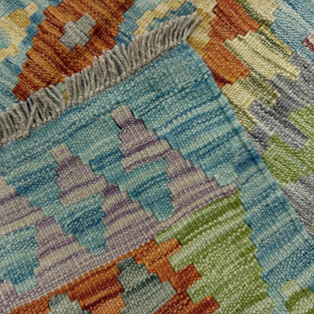 Multicolor Afghan Vegetable Kilim Rug 5' 10" x 8' 1" Flat-Weave | No. AL20070