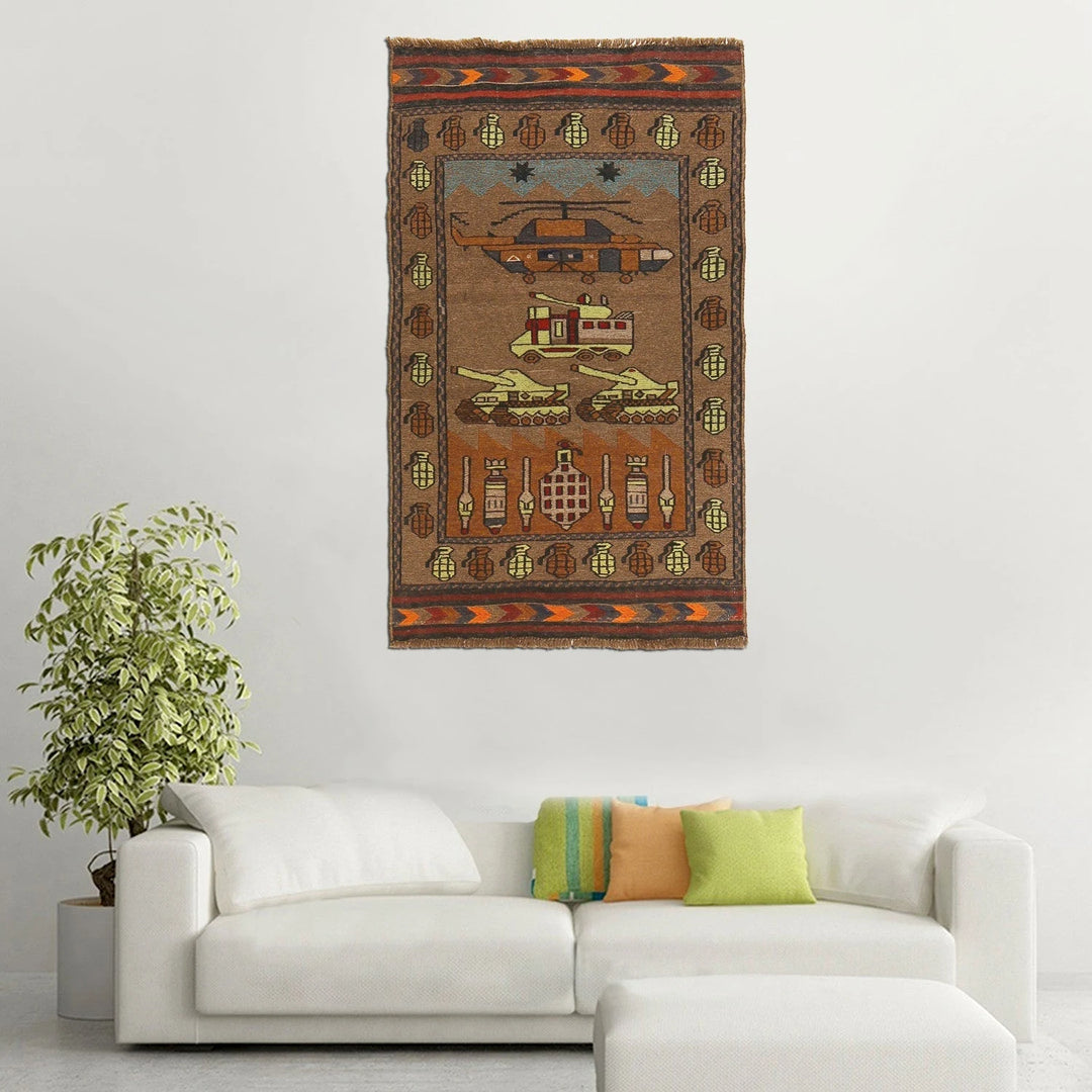Afghan War Kilim Rug 2' 9" x 4' 8" Flat-Weave | No. AL20123