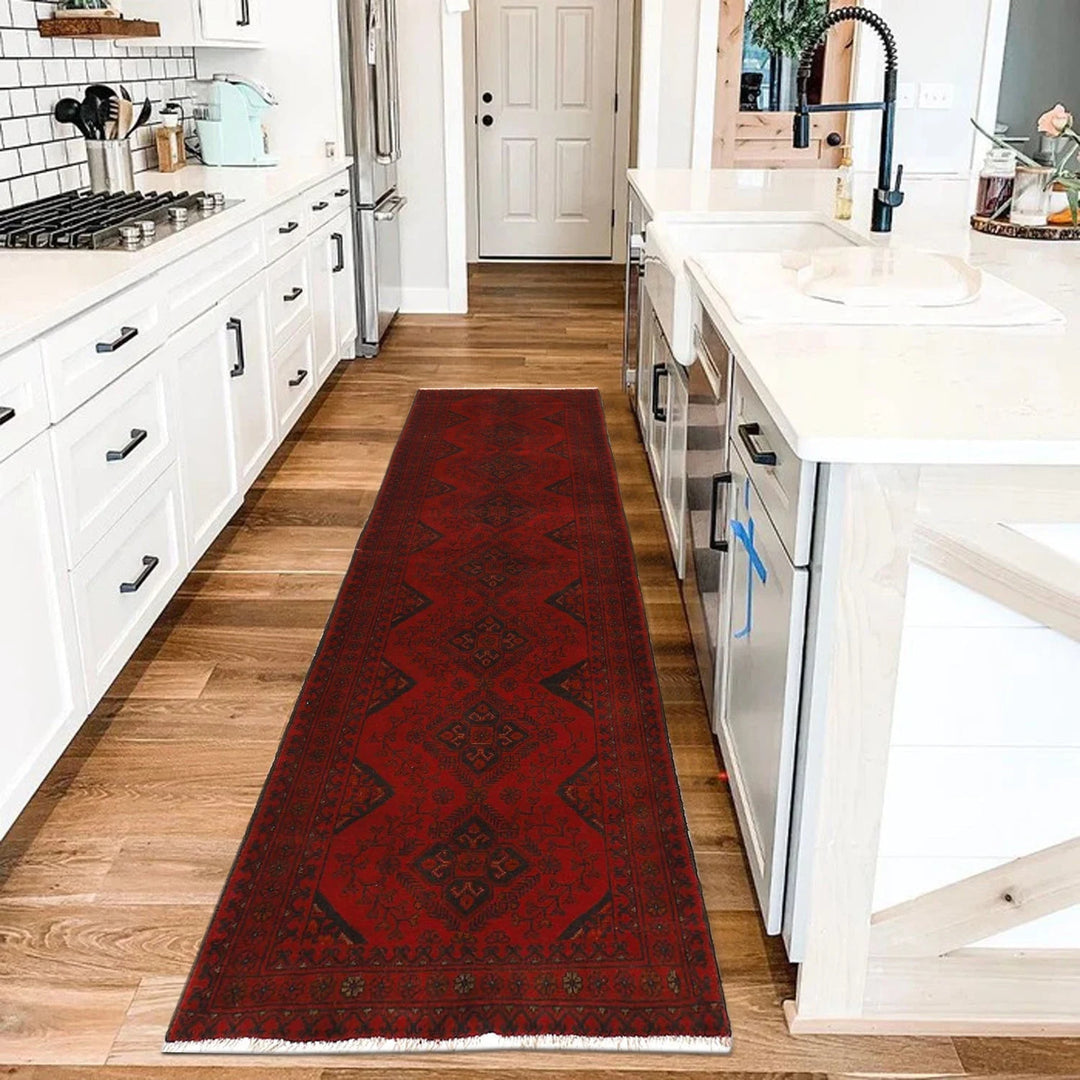 Red Afghan Khal Mohammadi Rug 2' 6" x 9' 7" Hand-Knotted | No. AL20180