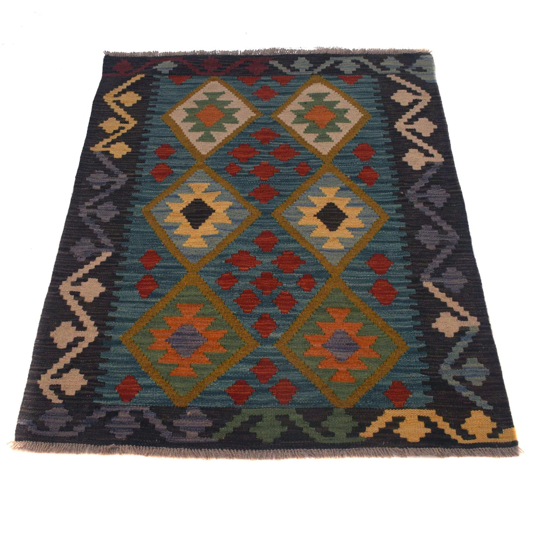 Afghan Vegetable Kelim Rug 2' 9" x 3' 8" Flat-Weave | No. AL20205