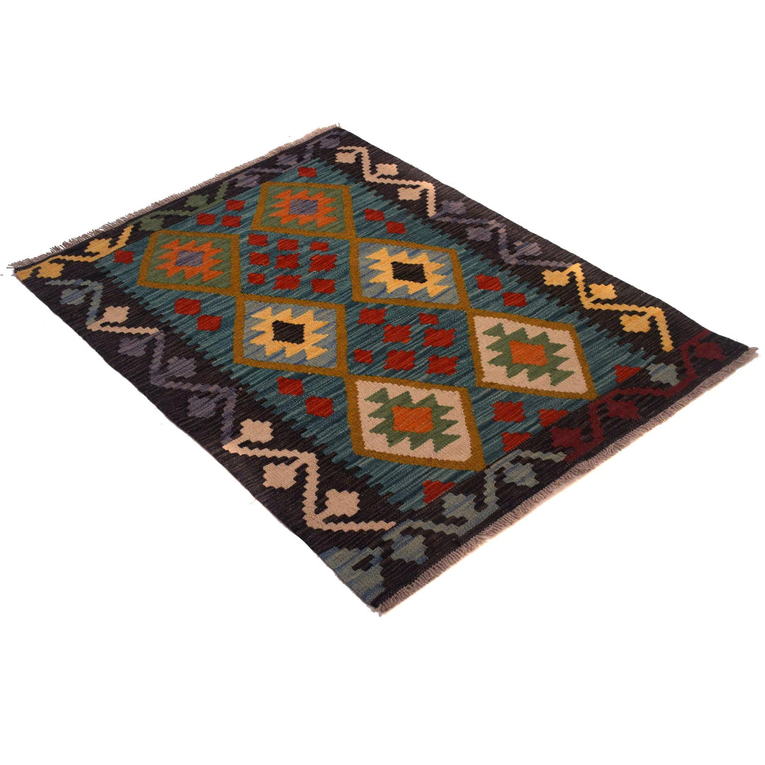 Afghan Vegetable Kelim Rug 2' 9" x 3' 8" Flat-Weave | No. AL20205