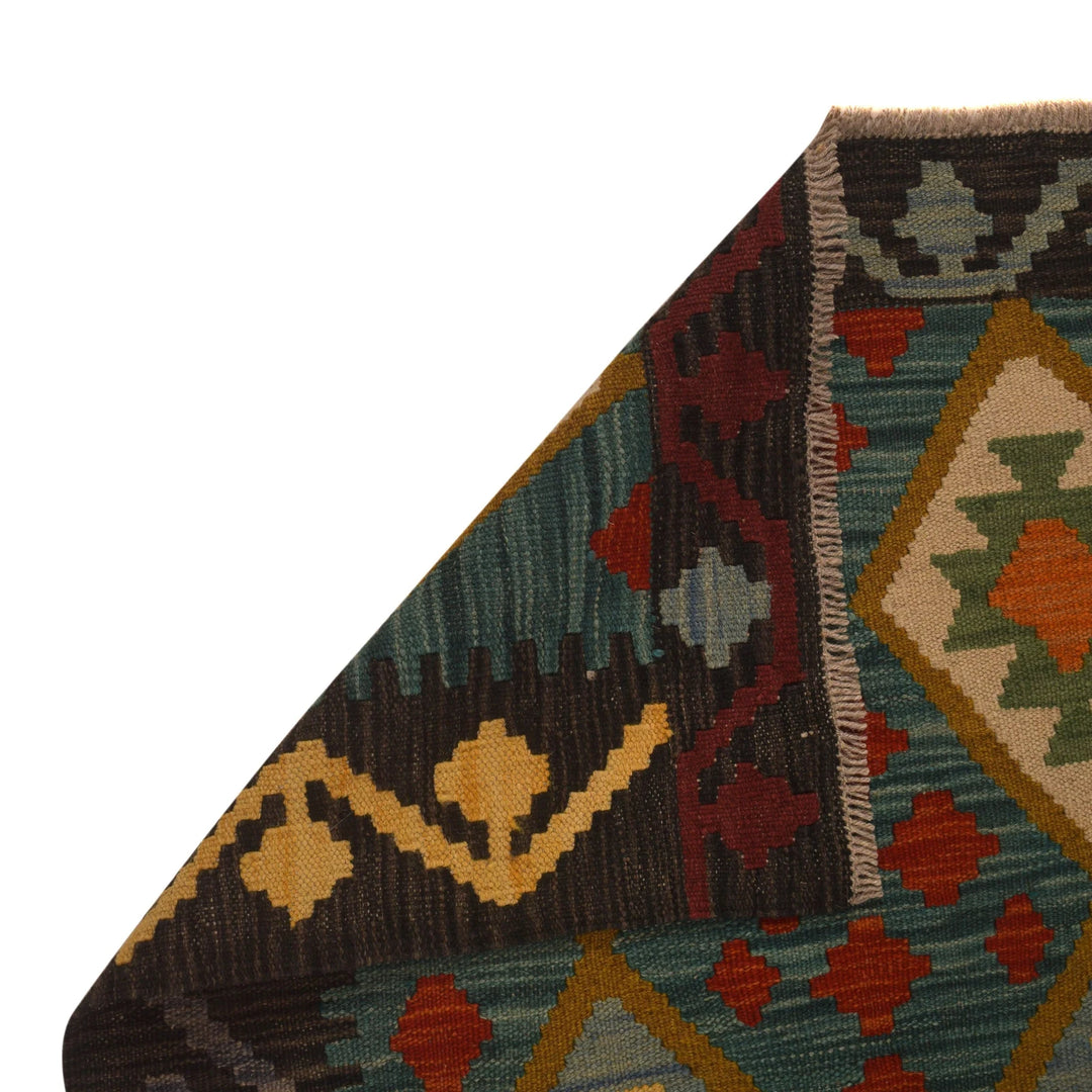 Afghan Vegetable Kelim Rug 2' 9" x 3' 8" Flat-Weave | No. AL20205
