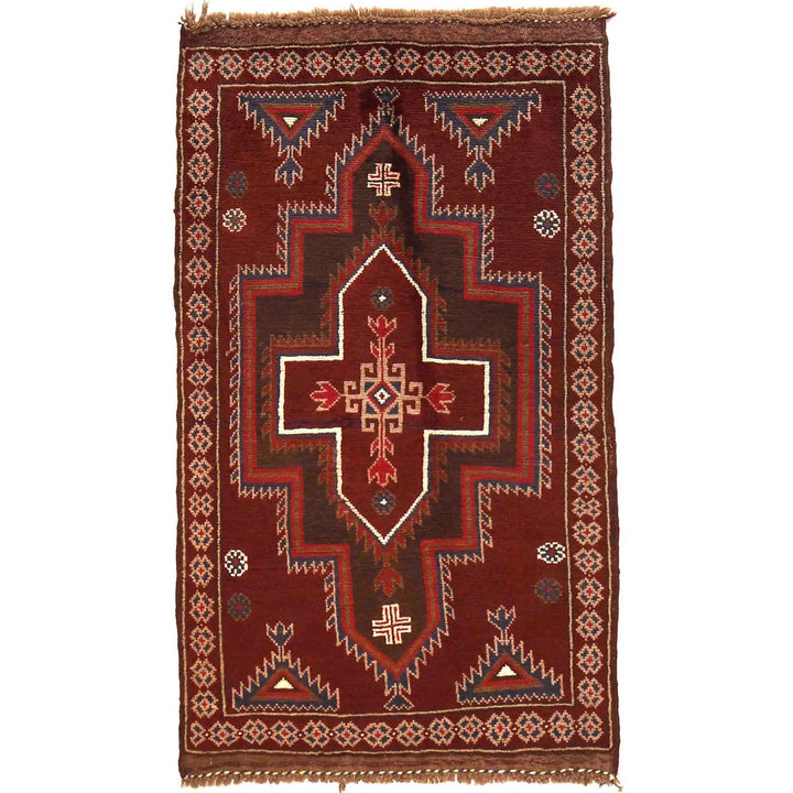 Red Afghan Baluchi Rug 2' 10" x 4' 6" Hand-Knotted | No. AL20208
