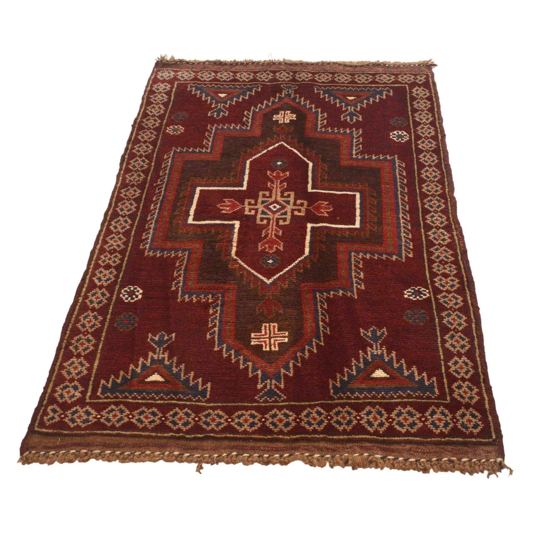 Red Afghan Baluchi Rug 2' 10" x 4' 6" Hand-Knotted | No. AL20208