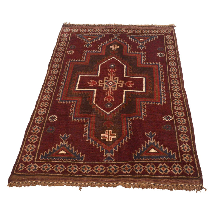 Red Afghan Baluchi Rug 2' 10" x 4' 6" Hand-Knotted | No. AL20208