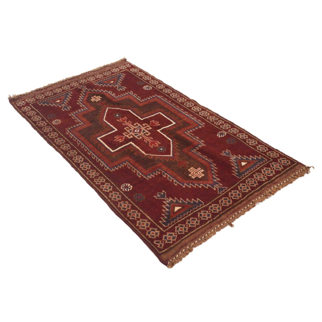 Red Afghan Baluchi Rug 2' 10" x 4' 6" Hand-Knotted | No. AL20208
