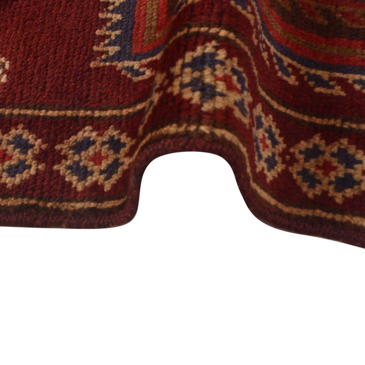 Red Afghan Baluchi Rug 2' 10" x 4' 6" Hand-Knotted | No. AL20208